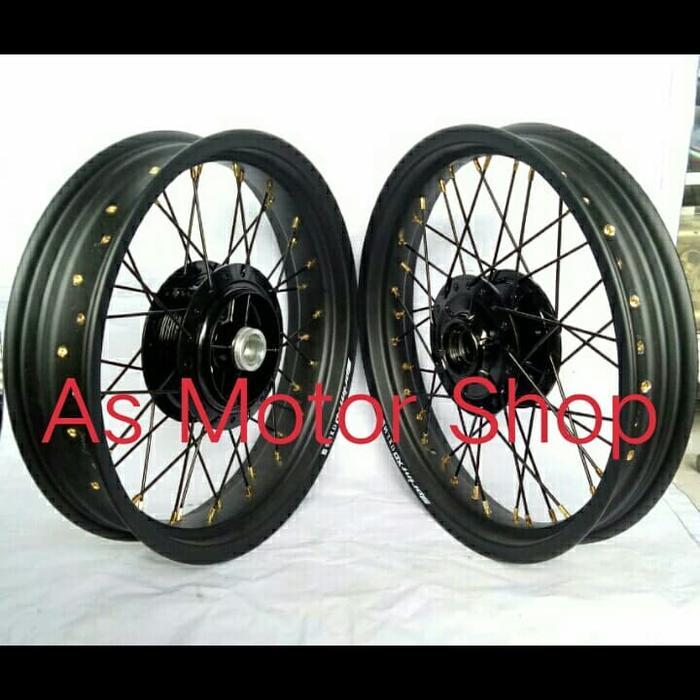 Velg Set Sprint Xd Tapak Lebar Tromol Set Yamaha Scorpion Siap Pasang - Hitam, 250 350 RING 17
