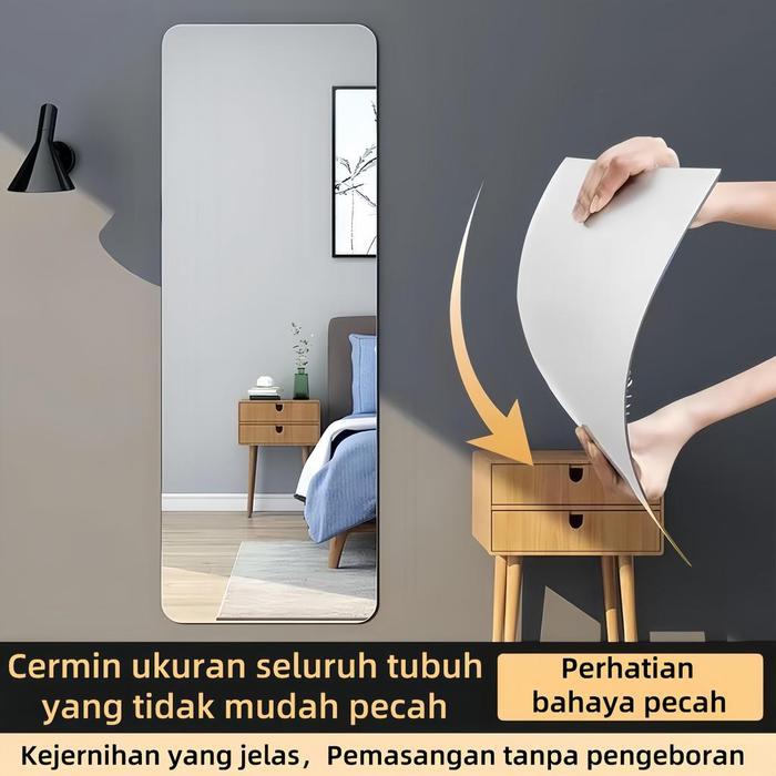 Cermin Modern Weishi - Cermin Acrylic Aesthetik Fullbody Anti Pecah Cermin Minimalis Tempel Dinding