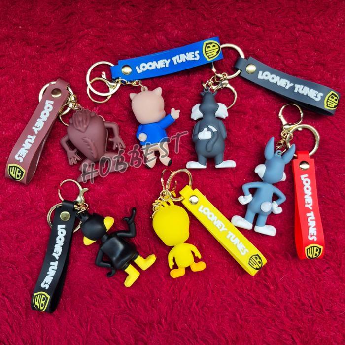 Keychain Looney Tunes - Gantungan Kunci Tas Ganci Mobil Action Figure Miniatur Tazmania Bugs Bunny