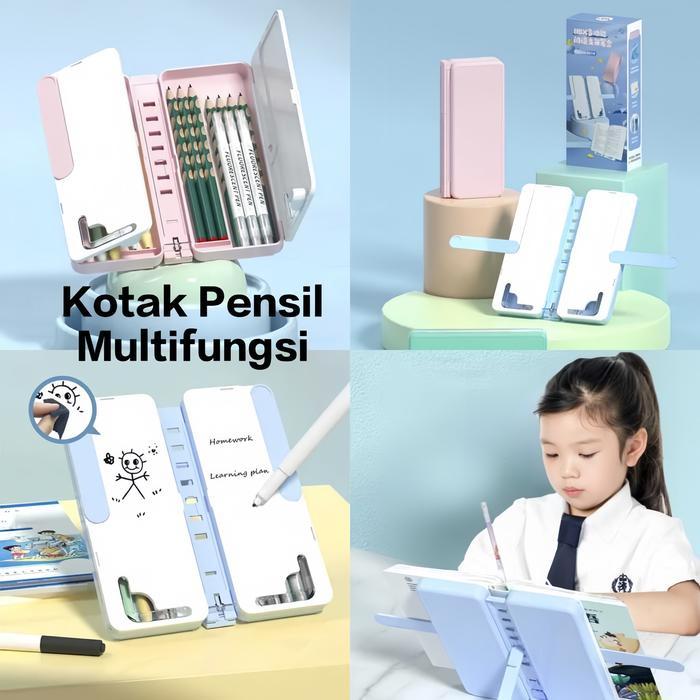 Tempat Pensil Unik Dan Lucu Kotak Pensil Lipat Multifungsi Dengan Papan Tulis Dan Tatakan Buku /