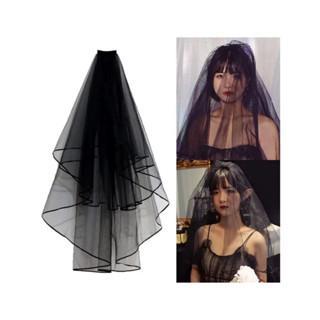 Terlaris Veil Pengantin Pendek Hitam / Kerudung Pengantin Double Layer SALE