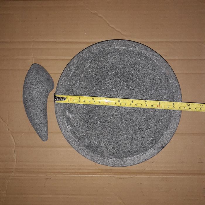 COBEK BATU BUBUTAN MESIN + ULEKAN UKURAN 24 CM. BATU ASLI % FREE SPATULA