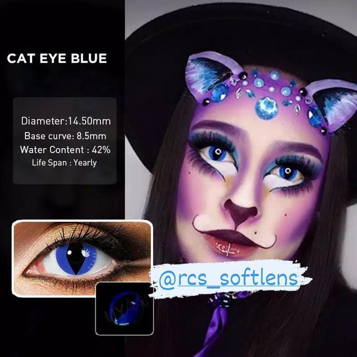 Ready RCS - Softlens Cosplay halloween cat eye blue New
