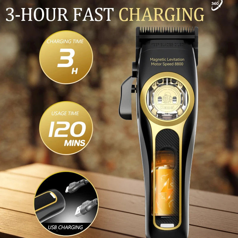 Kemei Hair Clipper Magnetic Levitation Motor Hair Clipper Charging Base Men's Hair Clipper Kemei