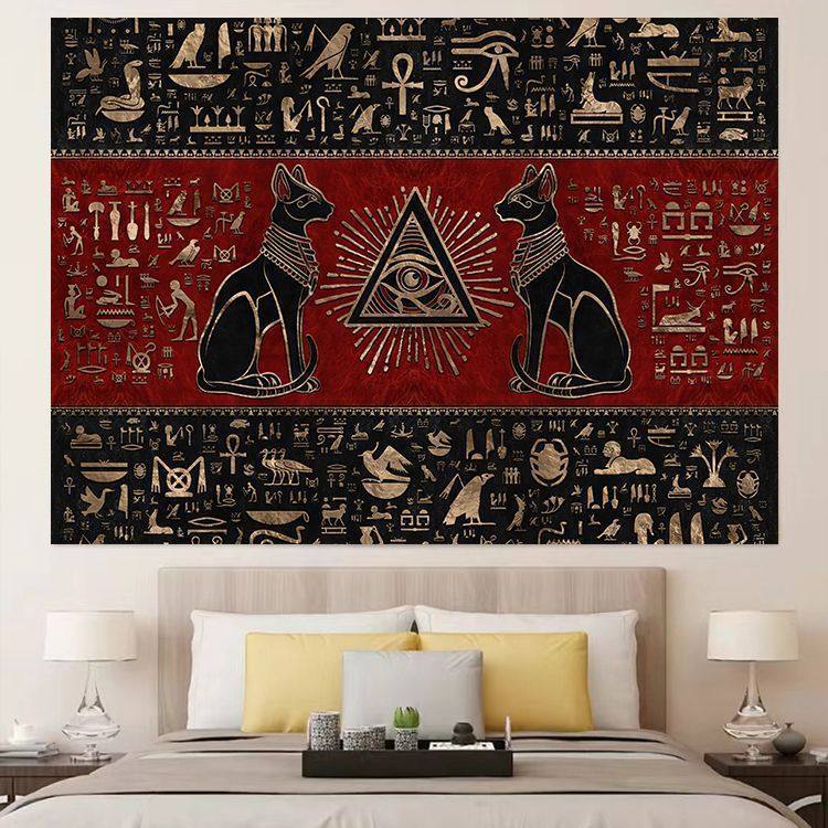 Kain dinding bergaya retro Mesir, kain gantung untuk kamar tidur, taplak meja, dekorasi dinding, kai