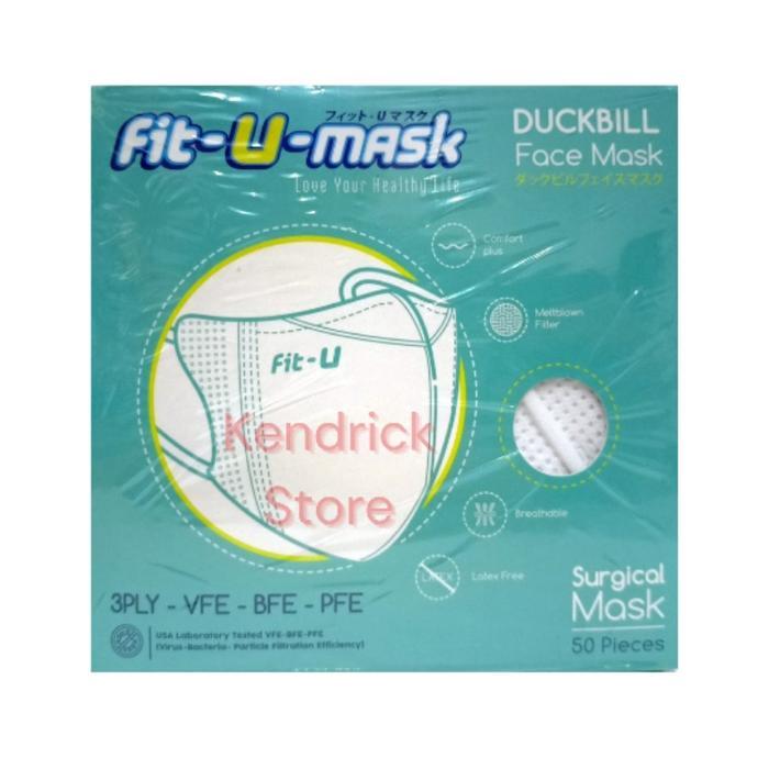 Masker Surgical Fit U Mask Duckbill Earloop 3 Ply Box Isi 50 Pcs