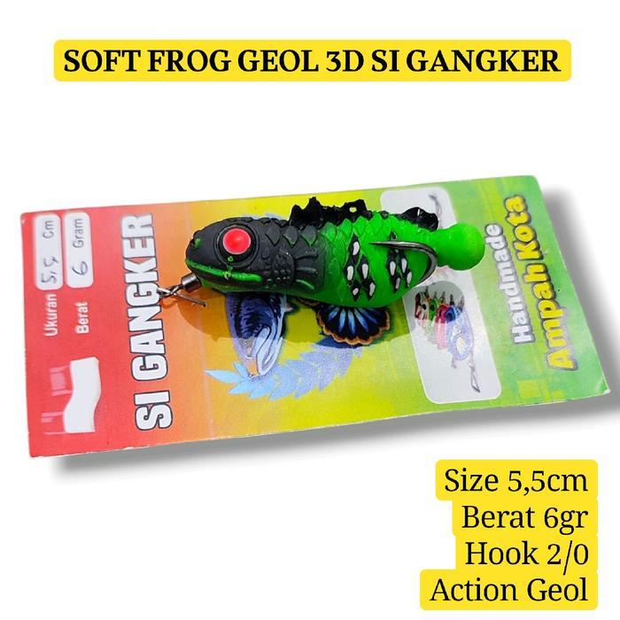SOFT FROG GEOL 3D SI GANGKER. lure casting gabus. umpan casting gabus. sofrog