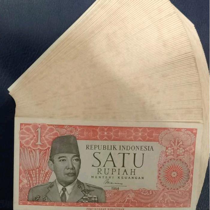 Promo Uang Kuno Indonesia 1 Rupiah Soekarno 1964 Asli Gress Untuk 1 Lembar Original