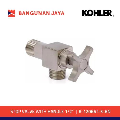 KOHLER STOP VALVE WITH CROSS HANDLE STOP KRAN 1/2" BRUSHED NICKEL K-12066T-3-BN