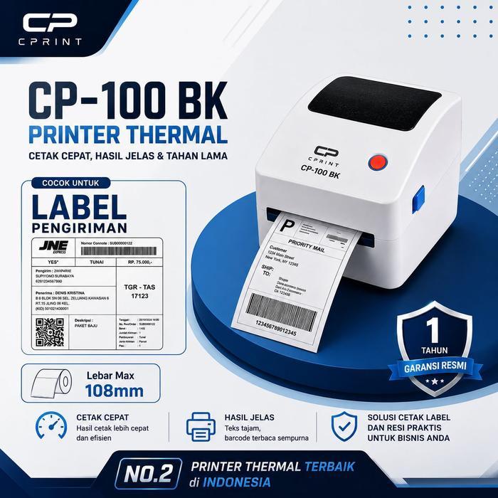 Jual Murah Printer Thermal Cp-100 Bk Printer Thermal Label & Resi A6 / 100Mm Usb + Bluetooth Cepat,