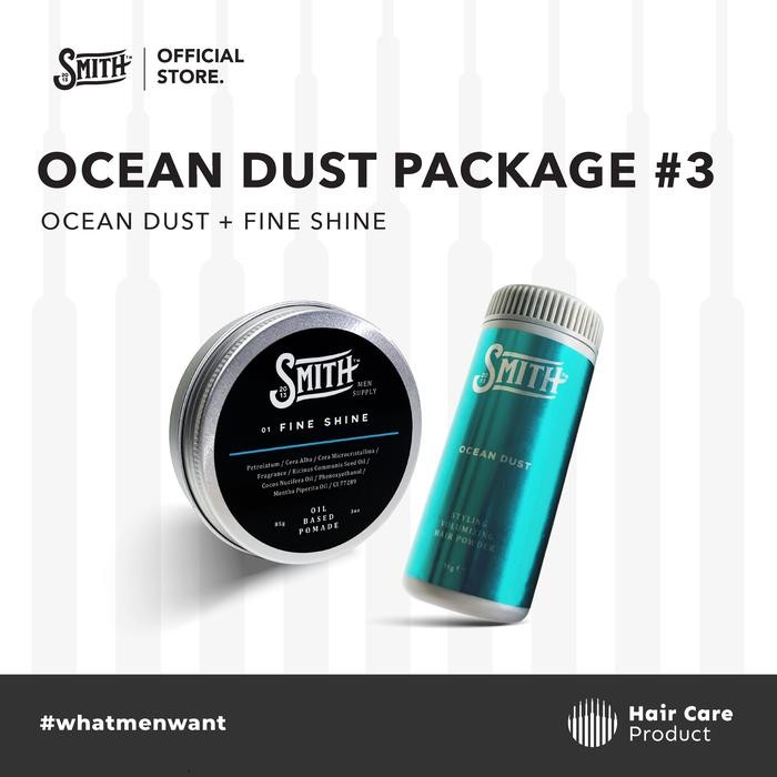 SMITH - Ocean Dust + Fine Shine Pomade Menthol MinyakRambut Pria Sisir
