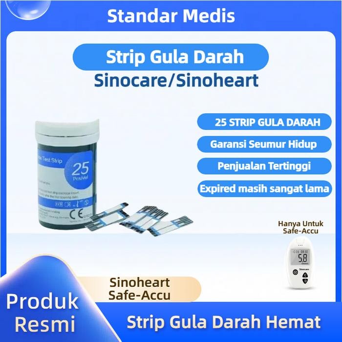 Terlaris Sinocare / Sinoheart Safe Accu Strip Uji Gula Darah (25 Strip) sinocare strip gula darah -