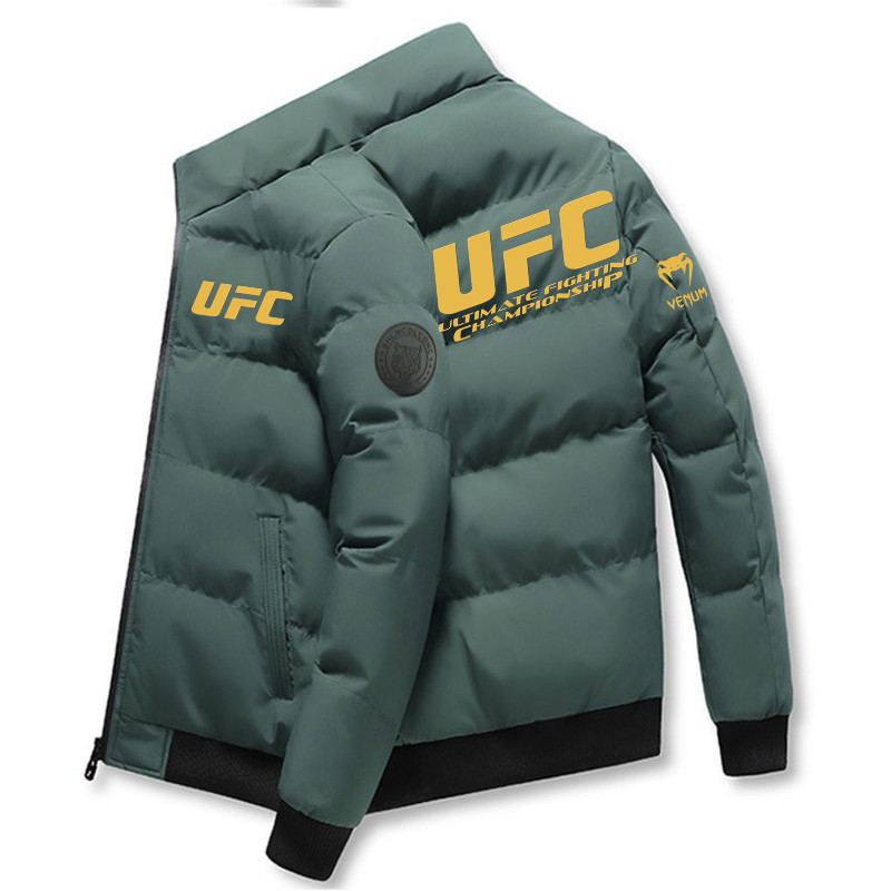 2025UFC new thick jacket, warm cotton-padded jacket, winter casual sports down jacket, stand-up