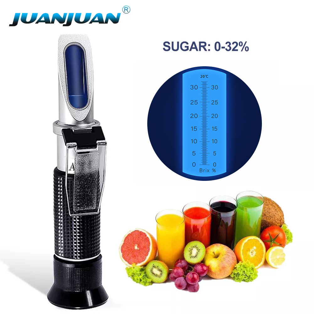 0-32% Brix Refractometer Handheld Refractometer Sugar Concentration Meter Densimeter Brix