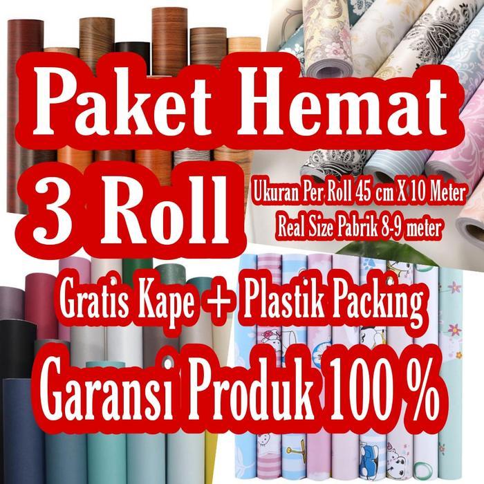 PAKET HEMAT 3 ROLL  (PANJANG PER ROLL -/+ 10 METER) WALLPAPER DINDING
