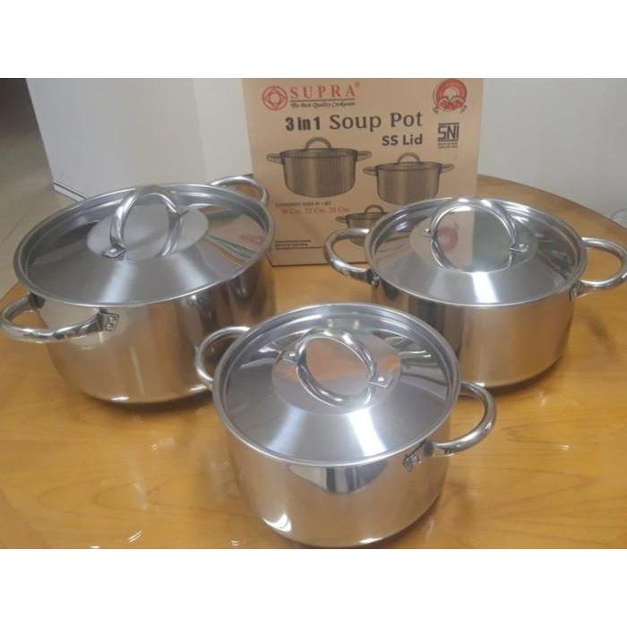 Murah Supra Stainless Cookware Soup Pot 13 qt / Panci Stainless 12,3 Liter Terlaris
