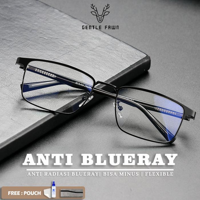 TERLARIS Gray Pink Fr Kacamata Antiradiasi Style Kotak Metal Bisa Minus 1906 READY STOCK