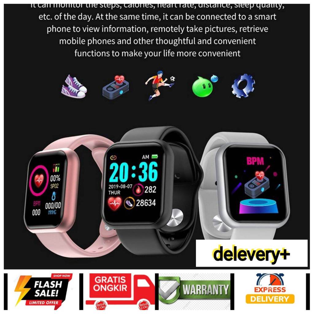 smartwatch y68 jam tangan smartband Y68