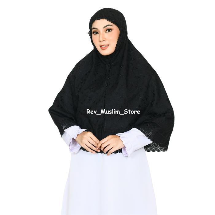 Bergo Katun Jepang Jumbo Full Bordir Kerudung Wanitaahna Haji Dan Umrah Jilbab Muslim Renda Cantik