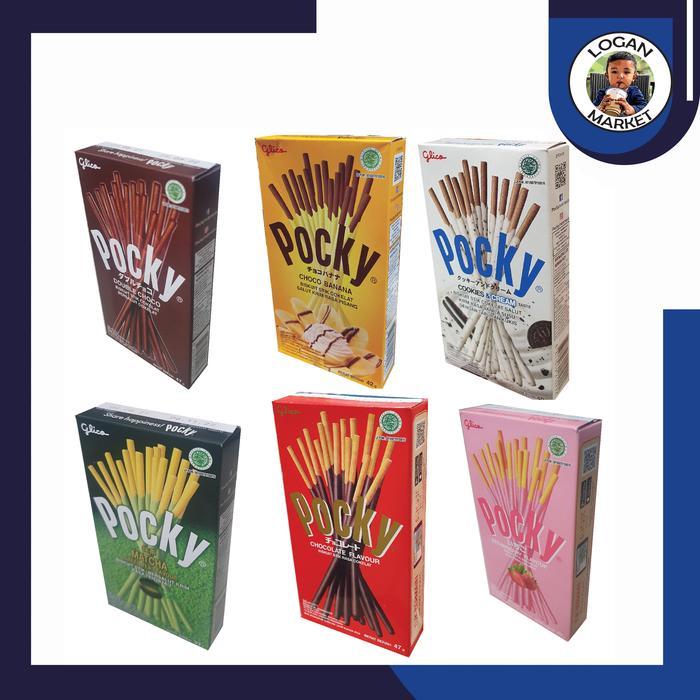 LEZAT" GLICO POCKY DOUBLE COKLAT COLOURFUL MATCHA STRAWBERRY WATERMELON