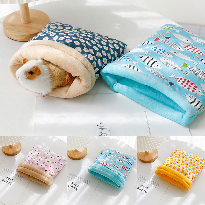 Warm Hedgehog Snuggle Sack Fleece Bed Cage Hamster Chinchilla Sleep Bed House for Squirrel Rat Sleep