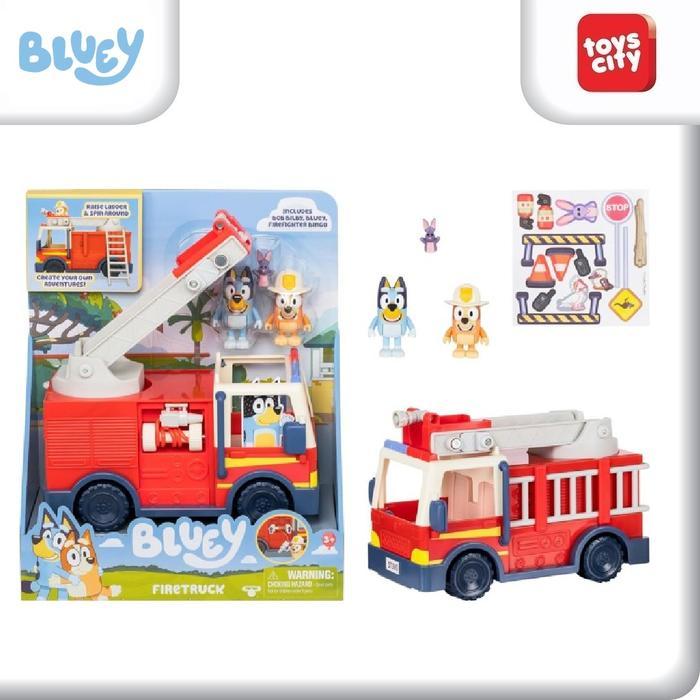 Bluey Firetruck with Bluey Exclusive Firefighter Bingo and Bob Bilby Mainan Anak Action Figure