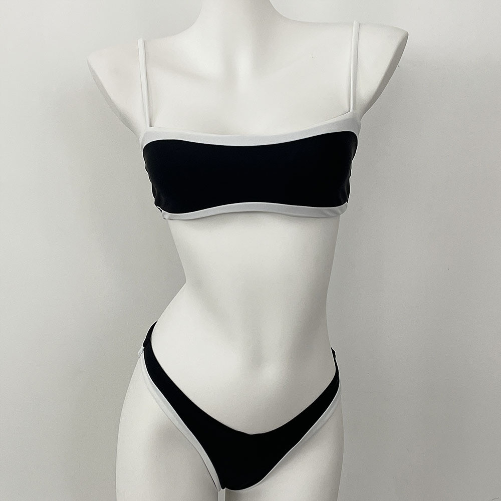 Women's Bikini Set Two Piece Swimsuit Triangle Top String Low Rise Bottom Cheeky Bathing Suit