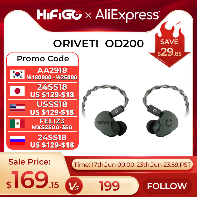ORIVETI OD200 Exclusive Be-Coated 9.8mm Dynamic Driver HiFi IEMs Wired CNC Milled Metal Music In Ear