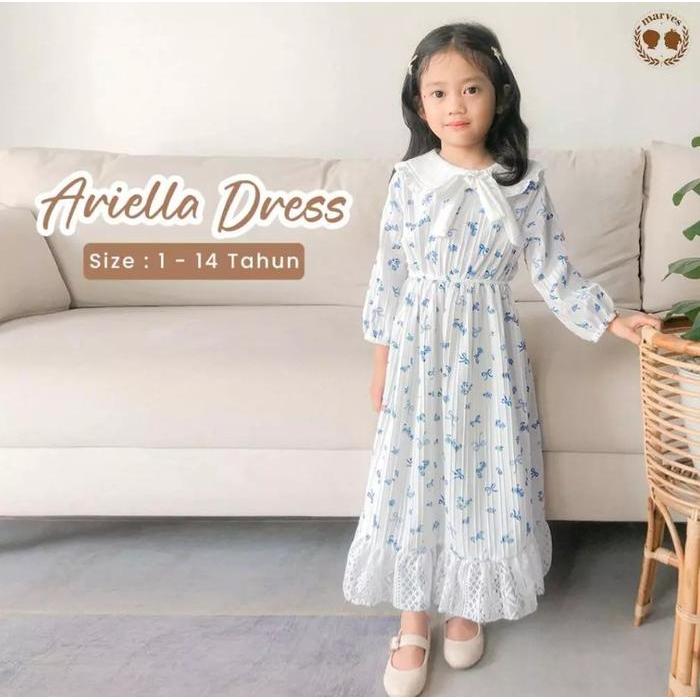 Marves Ariella Couple Dress Ibu Anak Tunik Baju Anak Perempuan Korean Style Bahan Crinckle Original