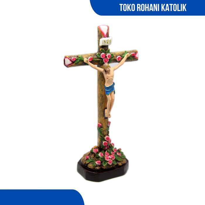 SALIB DUDUK MOTIF MAWAR / SALIB DUDUK KATOLIK / SALIB MEJA KATOLIK