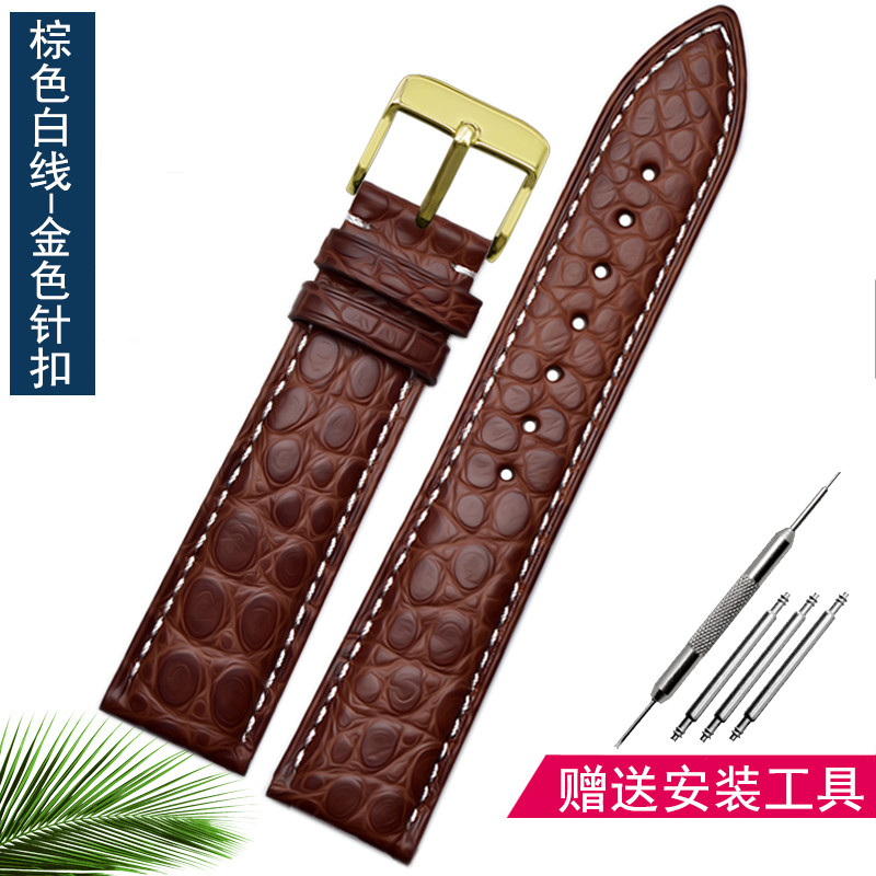 Crocodile leather strap for Longines Omega Rossini Citizen Tissot seagull strap men women butterfly