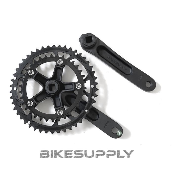 Crank Set (Crankset) Sepeda Merk Lasco Cf 37 Double 2 Speed 34 46T Bcd 110 Panjang Arm Pendek 155 Mm