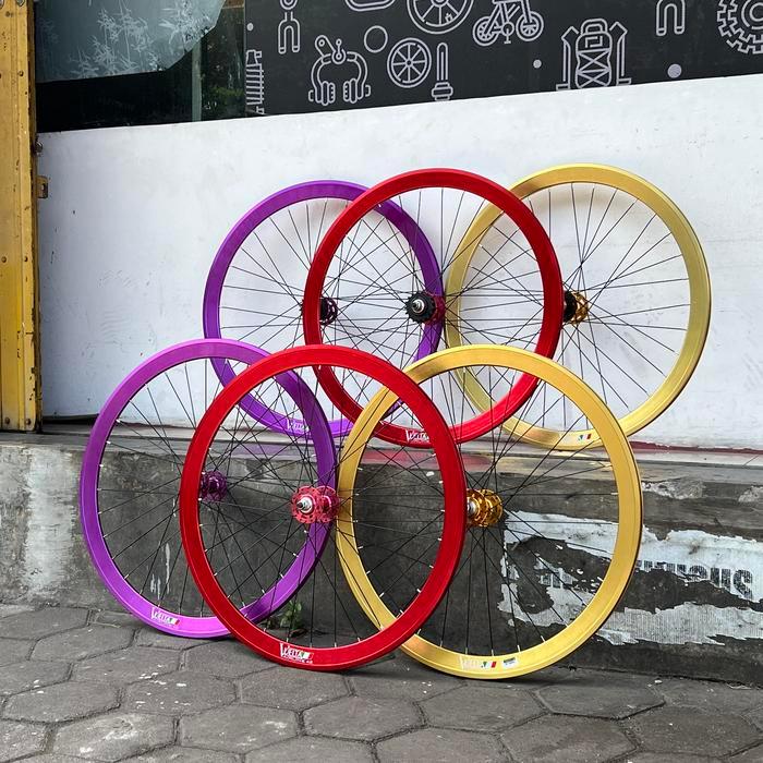 Wheelset 700C Fixie Fixed Gear Vuelta Anodized Merah Red New Ungu Gold
