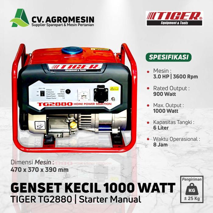 TIGER TG2880 GENSET 1000 WATT GENERATOR SET BENSIN
