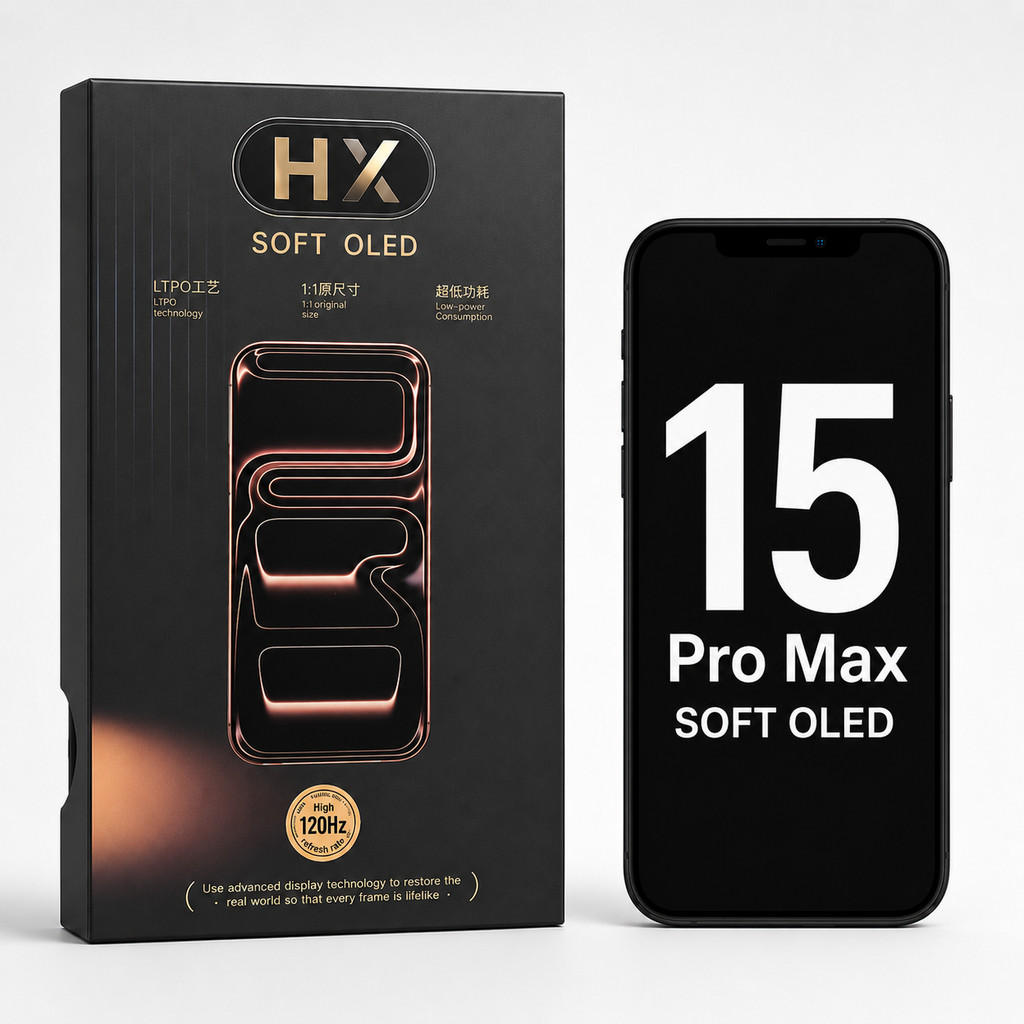 HX Soft OLED 1-120Hz Screen For 15 Pro Max LTPO 800-900 Nits Display Touch Digitizer Assembly