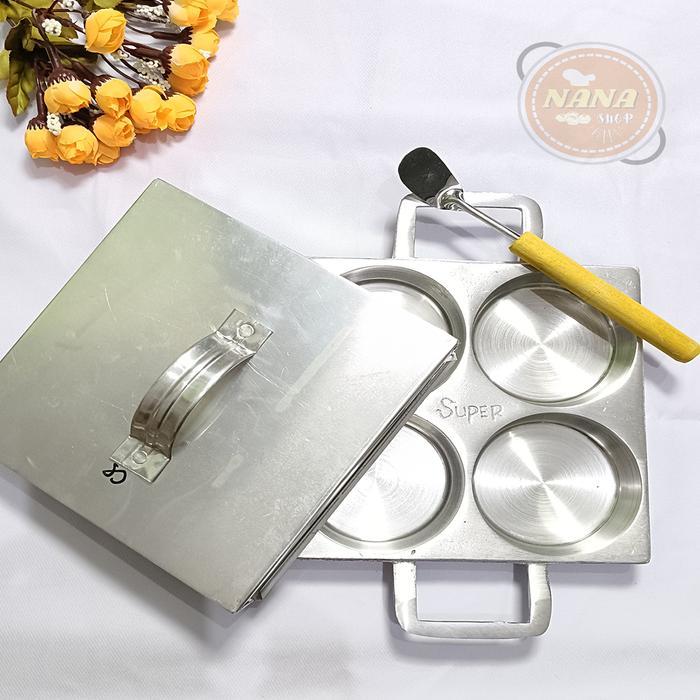 NANA Cetakan Kue Bikang Isi 4 Martabak Mini Apem Multifungsi Kitchenware dengan Tutup & Sutil Diamet