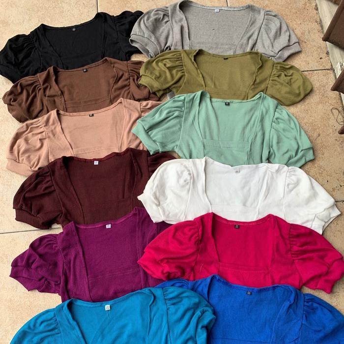 TERPERCAYA atasan crop top velicia rib Katun Wanita