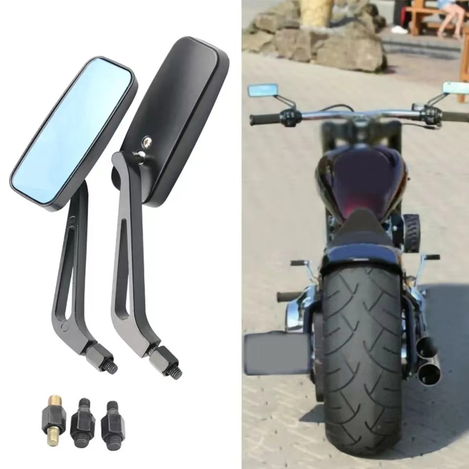 Universal Side Mirror Mobike Accessories Motorcycle Handlebar Rear View Mirrors Rectangle Black