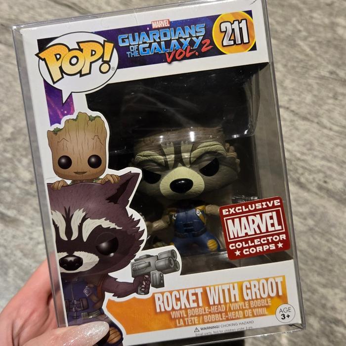 FUNKO POP ROCKET WITH GROOT ORIGINAL MULUS + PROTECTOR