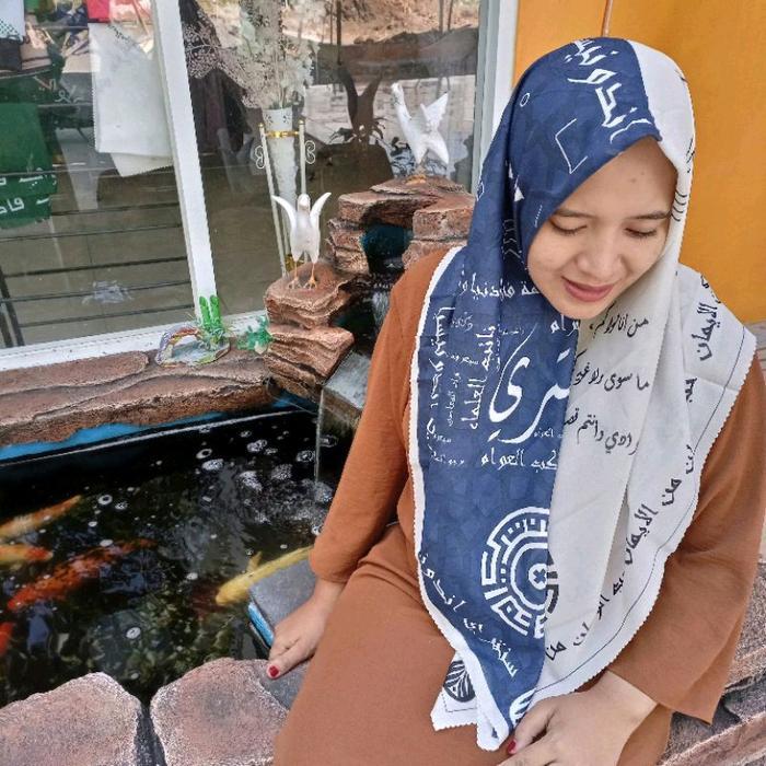 Ready Hijab jilbab motif Man ana kerudung hijab santri nasional bahan voal Muslim hijab persegi arab