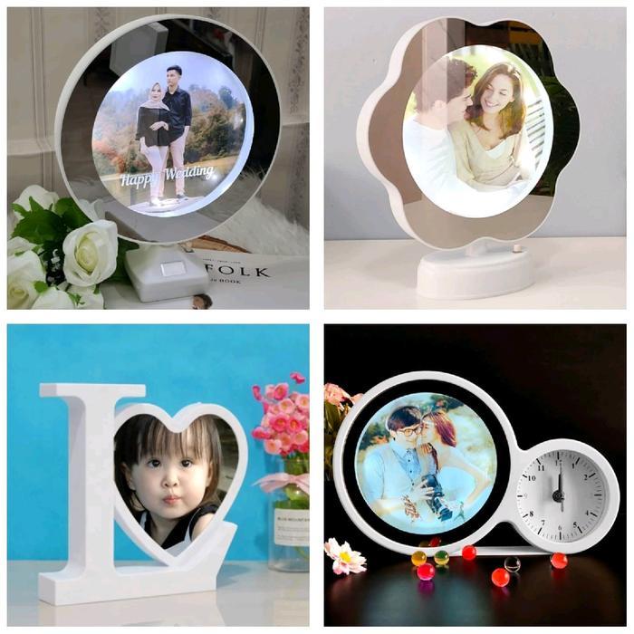 TERLARIS PROSES SEHARI JADI JAM CERMIN MIRROR KACA MAGIC AJAIB FRAME FOTO LAMPU LED HADIAH KADO GIFT