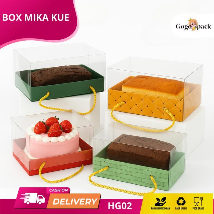 (5Pcs)Box Mika Transparan / Box Mika Handle Tali / Kotak Kue Mika / Box Makanan / Box PackagingI