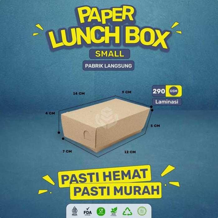 Ada Stok [Paket 100] Paper Lunch Box Small  Lunch Box Paper S  LB5K2