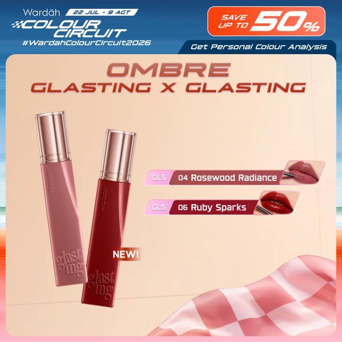 Wardah Ombre Glasting Liquid Lip + Matte Lip Cream -Lip-Stain-Lipgloss-Lipstik-Lip