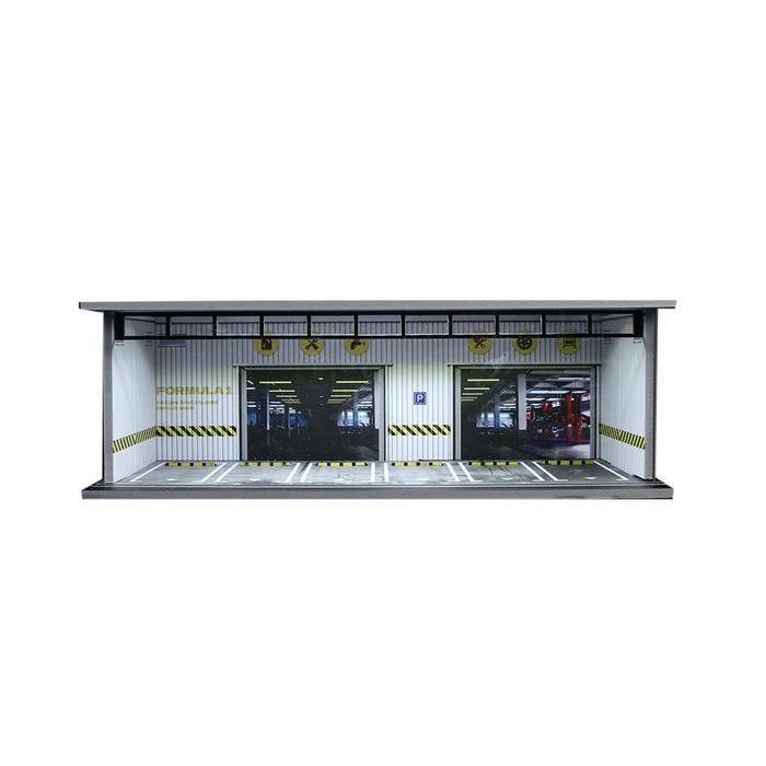 Diorama Diecast Skala 1:64 Area Parkir Formula 1 dengan Lampu LED