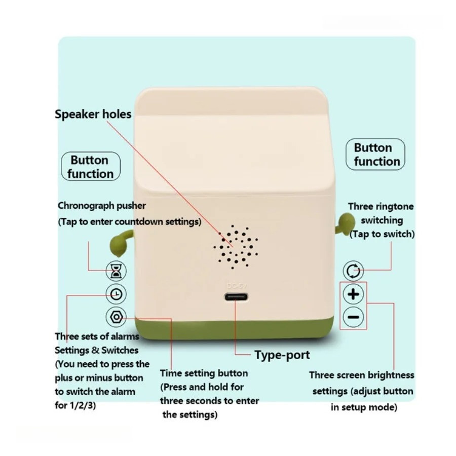 Creative Milk Box Digital Alarm Clock LED Digital Display Timedate for Bedroom Cute Digital Desktop