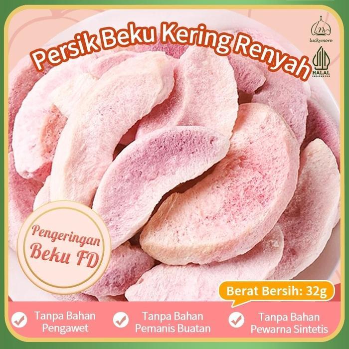 Persik Beku Kering Renyah 32g - Keripik Buah, Keripik Persik, Crispy Peach, Buah Peach, Cemilan