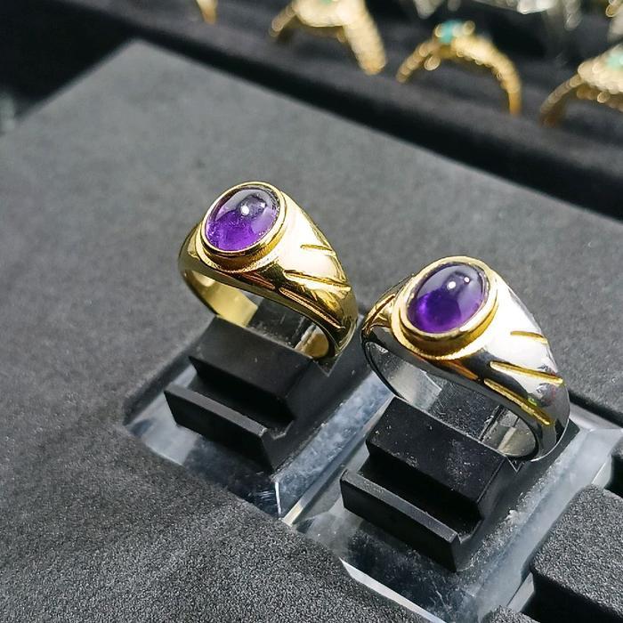 batu akik kecubung Kalimantan ring titanium super