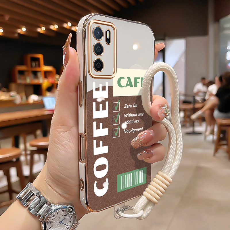 Casing HP Untuk OPPO A16 A16s A54s Case Motif Label Kopi COFFEE Kasing Free Tali Lanyard Cesing Elek