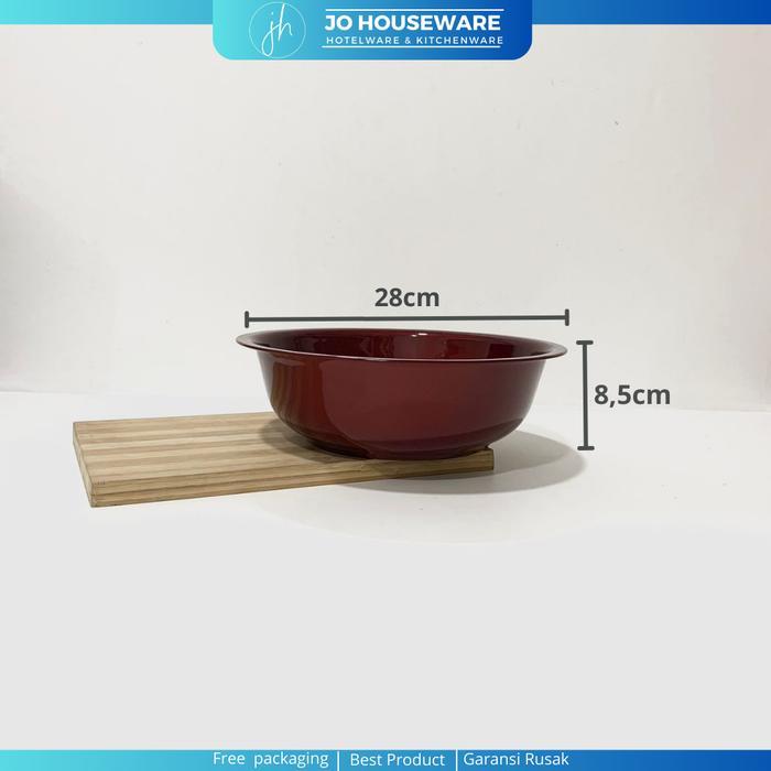 Waskom enamel super maroon motif kembang waskom seng serbaguna